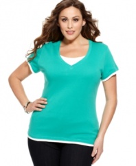 Snag a must-get basic with Style&co. Sport's short sleeve plus size top, featuring a layered design-- grab one in each color at an Everyday Value price!