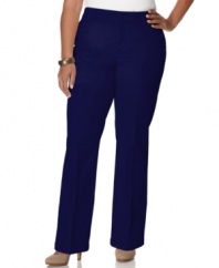 Plus size fashion that adds sophistication to your casual style. These straight leg pants from JM Collection's line of plus size clothes were crafted out of stretch twill for a light and airy look.