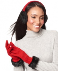Classic with a twist. Style&co. lends edgy elegance to these knit gloves with a faux fur cuff.