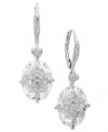 Breathtaking by design. Eliot Danori's intricate drop earrings features a faceted crystal drop decorated by a cubic zirconia-accented overlay (14 ct. t.w.). Set in silver tone mixed metal. Approximate drop: 5/8 inch.