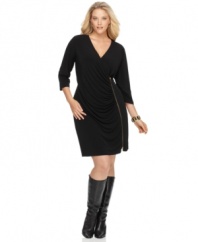 Go from day to evening in a flash with Calvin Klein three-quarter sleeve plus size dress--just add statement jewelry and strappy heels for the ultimate in plus size evening wear!