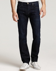 Citizens Of Humanity's Core jean in a dark Roger wash has a slim leg with signature H stitching on the back pockets.