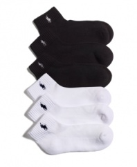 Lauren by Ralph Lauren cuts cotton-blend quarter socks in a sporty above-the-ankle length. Pack of three pairs.