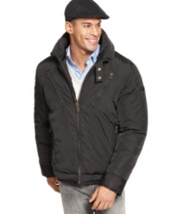 Change it up this season with the cool, convertible design of this sleek microfiber parka jacket by Sean John.