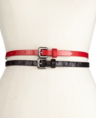 Solid or sequined - you'll shine no matter which you choose with this set of can't-live-without skinny belts by Style&co.