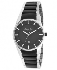 Kenneth Cole New York has slimmed down a classic timepiece design, adding a touch of gunmetal cool for extra impact.