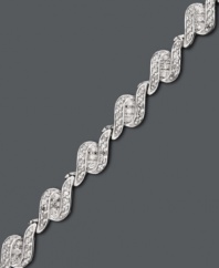 Have her unwrap the perfect gift this season. This stunning tennis bracelet by Wrapped in Love™ features three sleek rows of round-cut diamonds (1 ct. t.w.) set in 14k white gold. Approximate length: 7-1/4 inches.