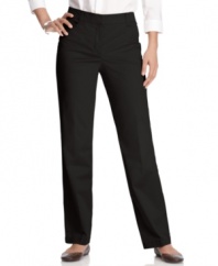 Charter Club's petite pants are a classic silhouette with two special advantages: You'll benefit from the slimming effect and wrinkle-resistant nature.