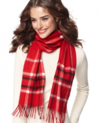 Layer on the plaid and cashmere. Two winter classics combine to make this Charter Club scarf irresistible.