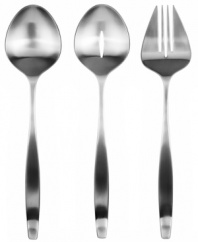 Get the skinny. Polished and practical, the Balance hostess set lends new artistry to modern tables in ultra-durable stainless steel. Fluid lines and narrow handles add character to a serving fork and spoons to match the 20-piece flatware set.