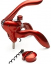 Metrokane Houdini Lever-Style Corkscrew with Foil Cutter, Red