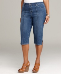 Get ready for your winter getaway with Style&co.'s plus size capri jeans, featuring a comfort waistband-- pair them with your favorite tanks and tees!