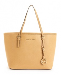 A travel-ready tote belongs in every girl's handbag collection. This sleek leather look from MICHAEL Michael Kors features a portable shape, 18K gold hardware and a signature logo at front.