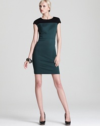 Exuding effortlessly chic city style, this color blocked Cynthia Steffe dress stands out amongst a sea of LBDs. As perfect for the boardroom as it is for dinner dates, this sheath is the fashion-savvy's investment piece of the season.