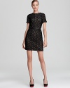Articulated in lovely lace and polished with a rich leather belt, this DIANE von FURSTENBERG dress is sophisticated for the office and romantic after dark.