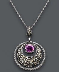 Vintage sophistication. Genevieve & Grace's pretty-in-purple pendant features a round-cut amethyst (1-1/10 ct. t.w.), sparkling marcasite and a twisted sterling silver setting. Approximate length: 18 inches. Approximate length: 18 inches. Approximate drop: 1-1/2 inches.
