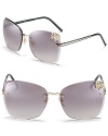 As beautiful as a butterfly, these oversized rimless sunglasses are sure to turn heads.