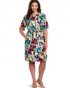 Jessica Howard Women's Plus-Size Floral Blouson Dress, Multi, 22W