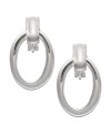 Channel the spirit of the 80s in chic, door knocker style. Lauren by Ralph Lauren earrings feature an oval hoop and post setting crafted in smooth, silver tone mixed metal. Approximate drop: 1-1/4 inches.