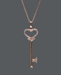 Give her your whole heart this season. Effy Collection's symbolic and stylish key pendant features a chic, cut-out design decorated with sparkling, round-cut diamonds (1/5 ct. t.w.). Crafted in 14k rose gold. Approximate length: 18 inches. Approximate drop: 1-3/4 inches.