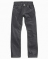 What's the skinny on new denim styles? These slim-fit jeans from Levi's are! A cool fade and a cooler fit.