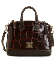 A Macy's exclusive! This Dooney & Bourke purse showcases a new take on croc with embossing highlighted by tonal contrast for a creatively dramatic look.