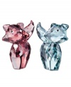 French feline figurines in rose and sapphire crystal are a charming gift for cat-friendly couples. Marie dons a heart necklace. Both kitties wear a curious expression.