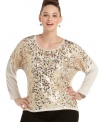 Snag one of the season's hottest styles with Eyeshadow's long sleeve plus size top, showcasing a sequined front.