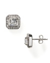 Squared off status. From Crislu, crystal stone earrings are framed in pavé and ready to dazzle.