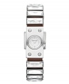 Expect the unexpected. Michael Kors combines leather and light-reflecting crystal on this watch.