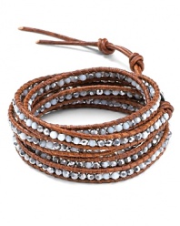 Chan Luu wraps up boho luxe style with this five-strand leather bracelet, accented by a free spirited mix of semi precious stones.