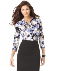 A pretty print is just the solution for a drab workday. This petite top by Alfani looks especially chic when tucked into a fitted pencil skirt.