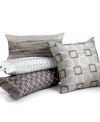 Embroidered geometric shapes in lustrous platinum offer a modern look of sleek sophistication. This Hotel Collection pillow features pure Pima cotton. Zipper closure.
