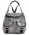 Start at the head of the class with this smart-looking Betsey Johnson backpack that's the best back-to-school accessory. Outfitted in eye-catching houndstooth, shiny golden hardware and plenty of pockets, it easily stows books, laptop, phone and any other essentials you simply can't do without.