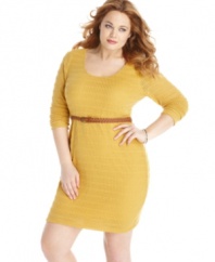Soprano's long sleeve plus size sweater dress is a super-cute addition to your day-to-play lineup!