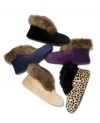 Walk on the wild side of warmth with these chic bootie slippers. Charter Club trimmed the cuffs with faux fur.