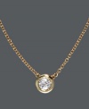 Sparkle that blends effortlessly with any look. Add subtle shine in Trio by Effy Collection's stunning pendant necklace. A bezel-set, round-cut diamond (1/5 ct. t.w.) shines in a 14k gold setting. Approximate length: 18 inches. Approximate drop: 1/4 inch.