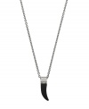 Looking sharp. This elegant shark tooth pendant by Emporio Armani features black onyx (40 mm) and the company's signature logo. Setting and chain crafted in stainless steel. Approximate length: 20 inches + 2-inch extender. Approximate drop: 1-1/4 inches.