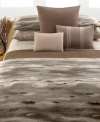 Inspired by African wild game, yet reinterpreted in an abstract watercolor, Calvin Klein's Tanzania sham features a palette of earthy hues on soft, Egyptian cotton sateen. French back closure; reverses to self.