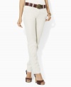 Lauren Jeans Co.'s casual petite pant tailored from soft, durable cotton is crafted in a cropped, straight-leg silhouette for the ultimate in comfort and style.