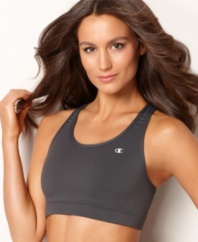 Your go-to sports bra. The Absolute Workout design by Champion prevents show-through, wicks moisture and keeps you cool. Style #7847