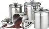 Tramontina 80204/522 Gourmet 18/10 Stainless Steel 8-Piece Canister and Scoops Set with Glass Lids