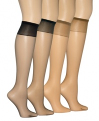 Virtually invisible on the leg, Berkshire's ultra sheer knee-highs feature a non-binding top and no-show toe.