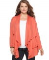 Layer on the style with AGB's long sleeve plus size cardigan, featuring a tiered design. (Clearance)