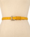You'll never lay low with this eye-catching skinny belt from Nine West. Exotic snake detail and a covered buckle grab attention.