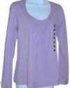 Alfani Intimates Long Sleeve Cotton Scoop Neck Sleepwear Top, Purple, Large