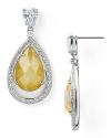 Steal the spotlight with this pair of canary-yellow drop earrings from Lora Paolo, accented by cubic zirconia and ceramic stations.