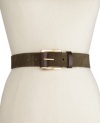 Smooth operator. Dress up your new jeans with this rich suede belt with a touch of leather detail, by Nine West.