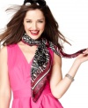 Be bold, be beautiful: This elegant and colorful satin scarf from Cejon makes a statement with a stand-out print.