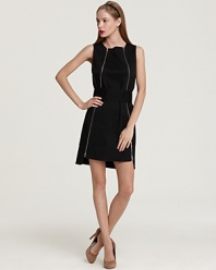 Define downtown-cool in this Robert Rodriguez LBD, rocking silver zippers through the front and an asymmetric hem for a dose of cool-girl attitude.